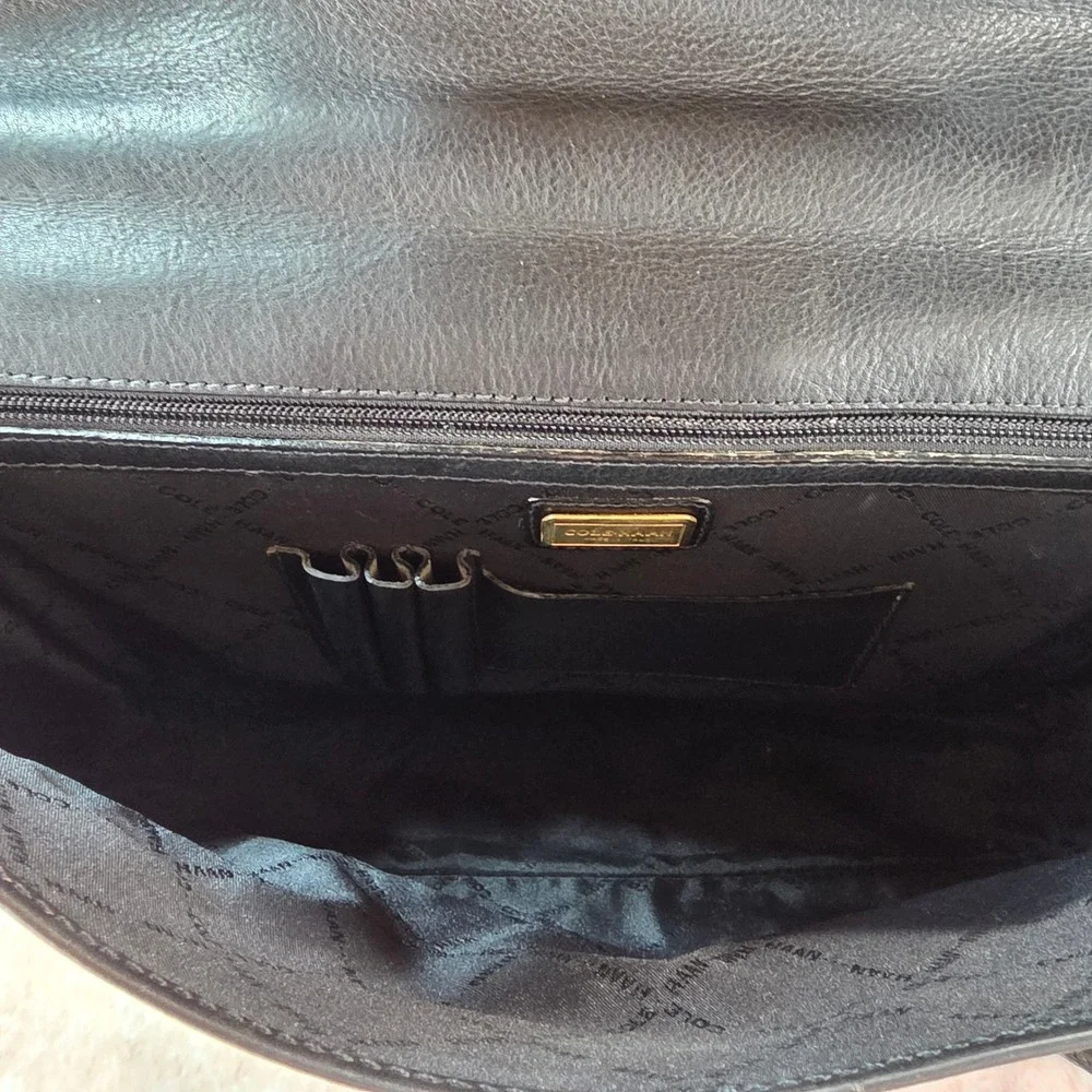 Vintage Cole Haan Black Leather Briefcase Elegant Made in Italy Rare with Key
